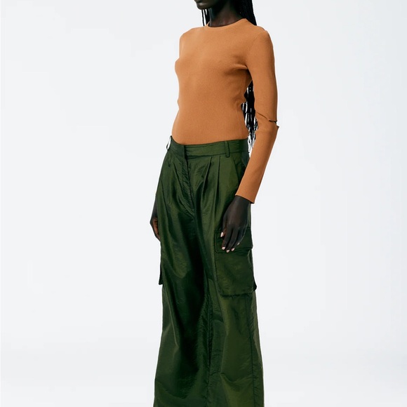 Tibi Stella Crispy Nylon Pleated Cargo Pant - Picture 3 of 8